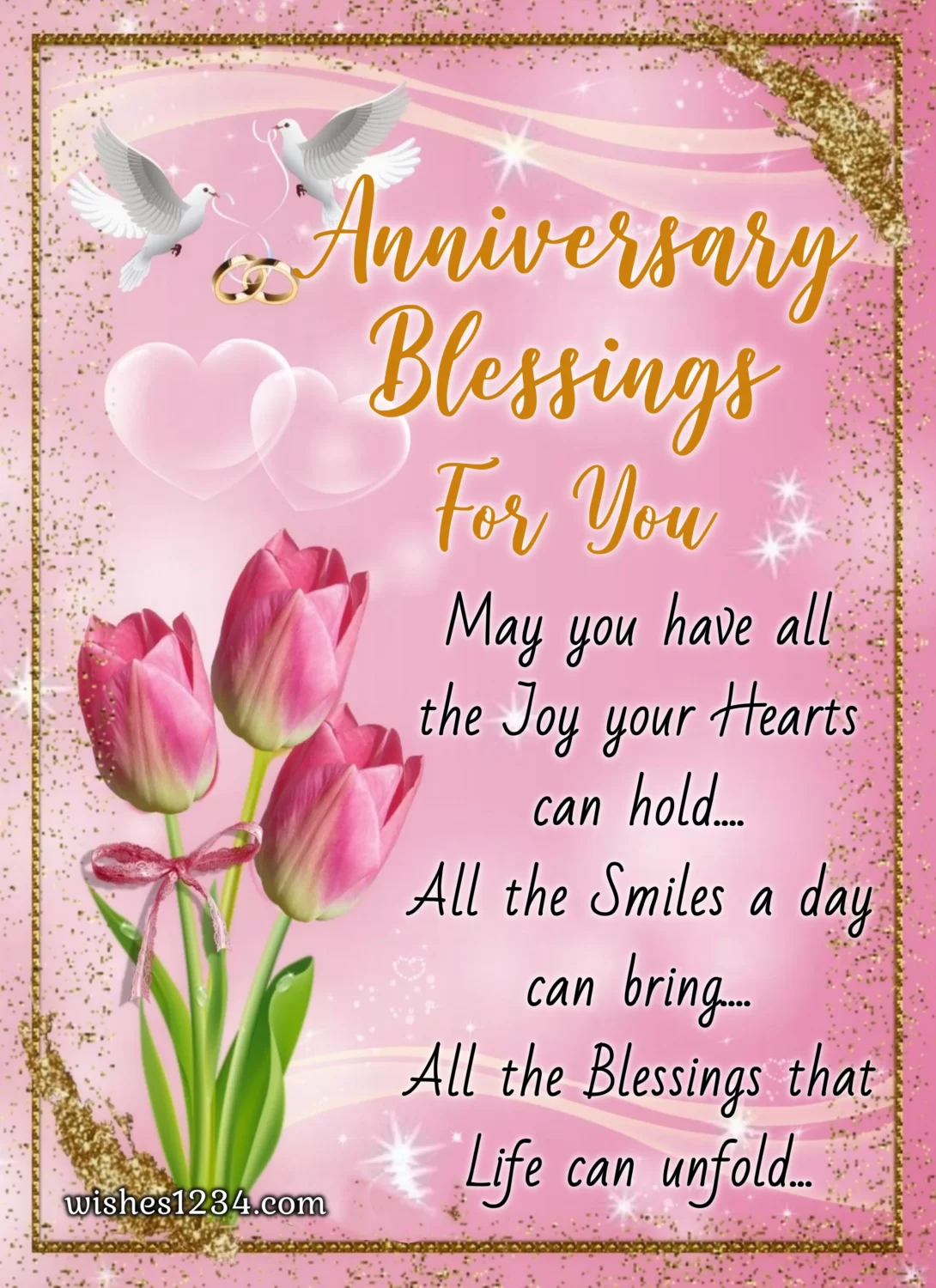 Anniversary blessings with glittering background, Happy Wedding Anniversary.
