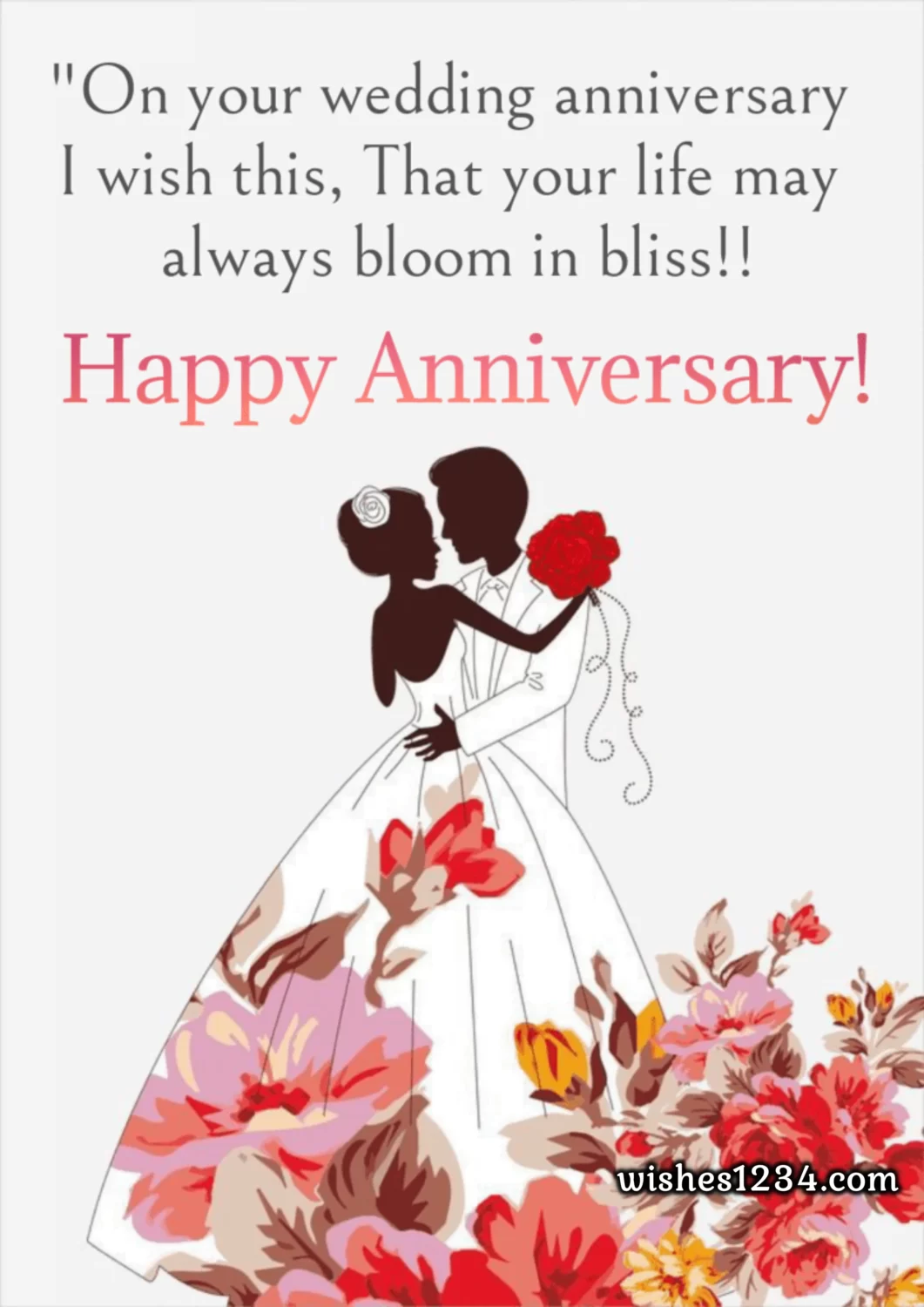 Bride and groom images in dancing pose, Wedding anniversary quotes, Happy Anniversary Messages.