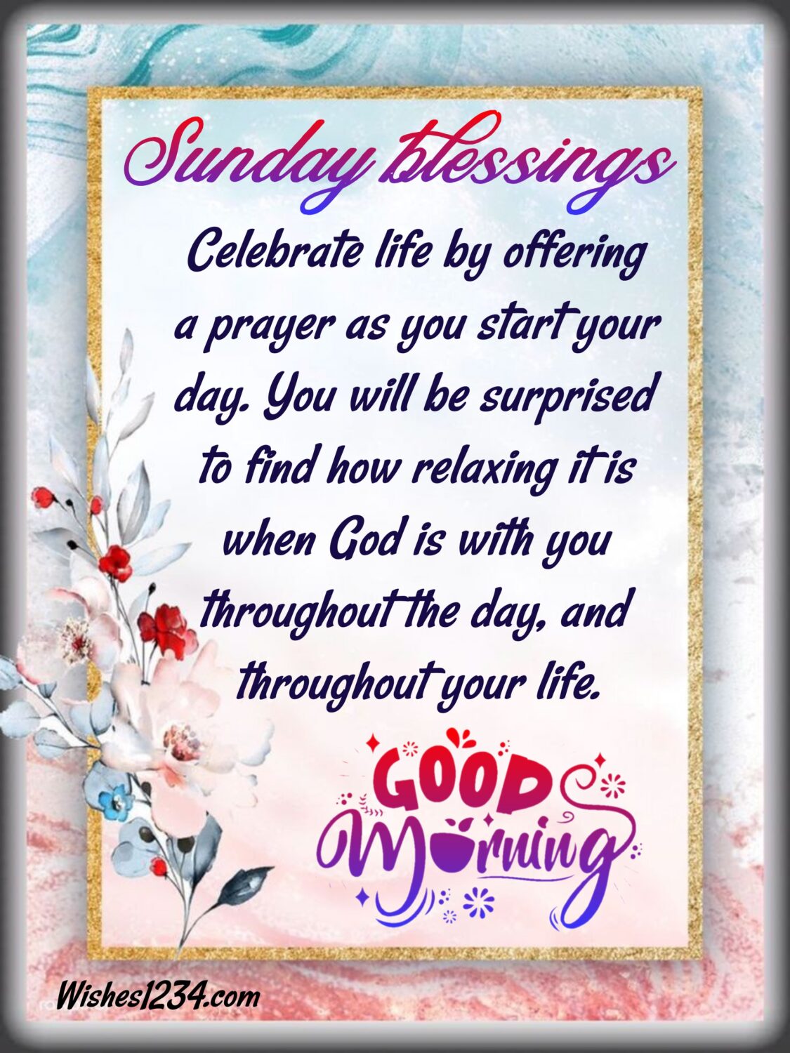 Gliter wallpaper with flowers, Sunday blessings quotes for friends.