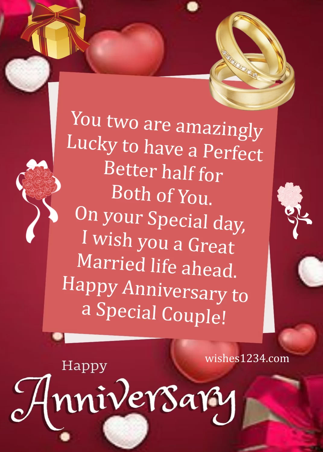 Happy anniversary greetings with card, Happy Wedding Anniversary.