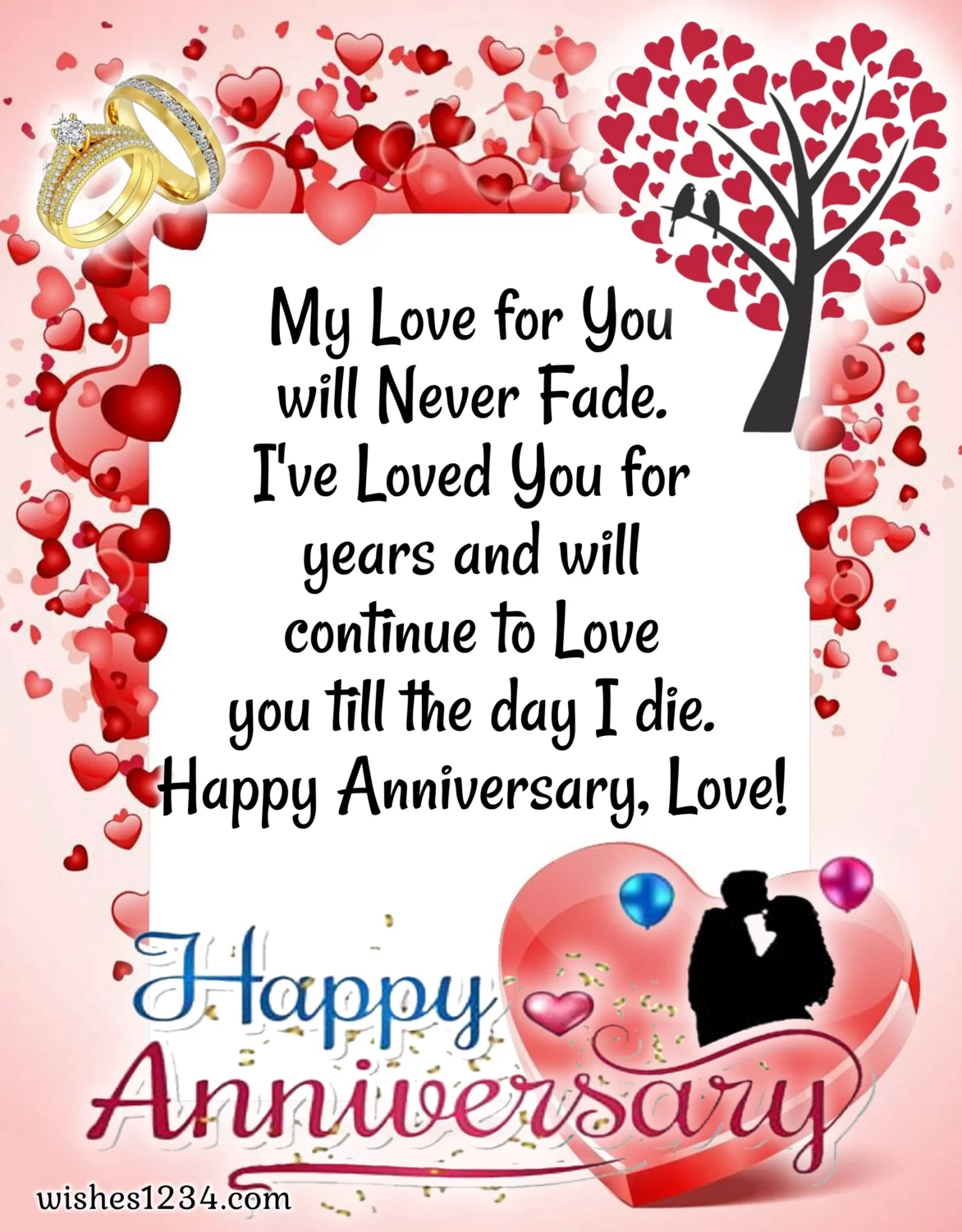 Happy anniversary wishes for wife with hearts background, Happy Anniversary Husband.