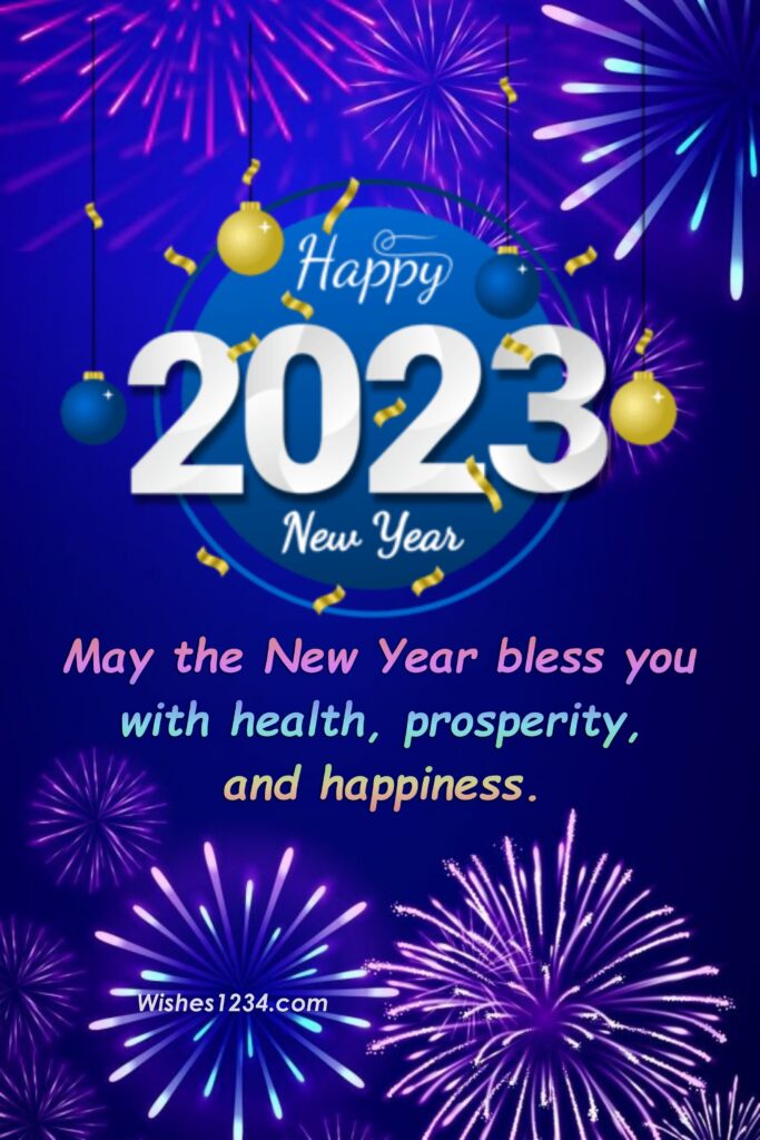 Crackers with blue background, Happy New Year Wishes.