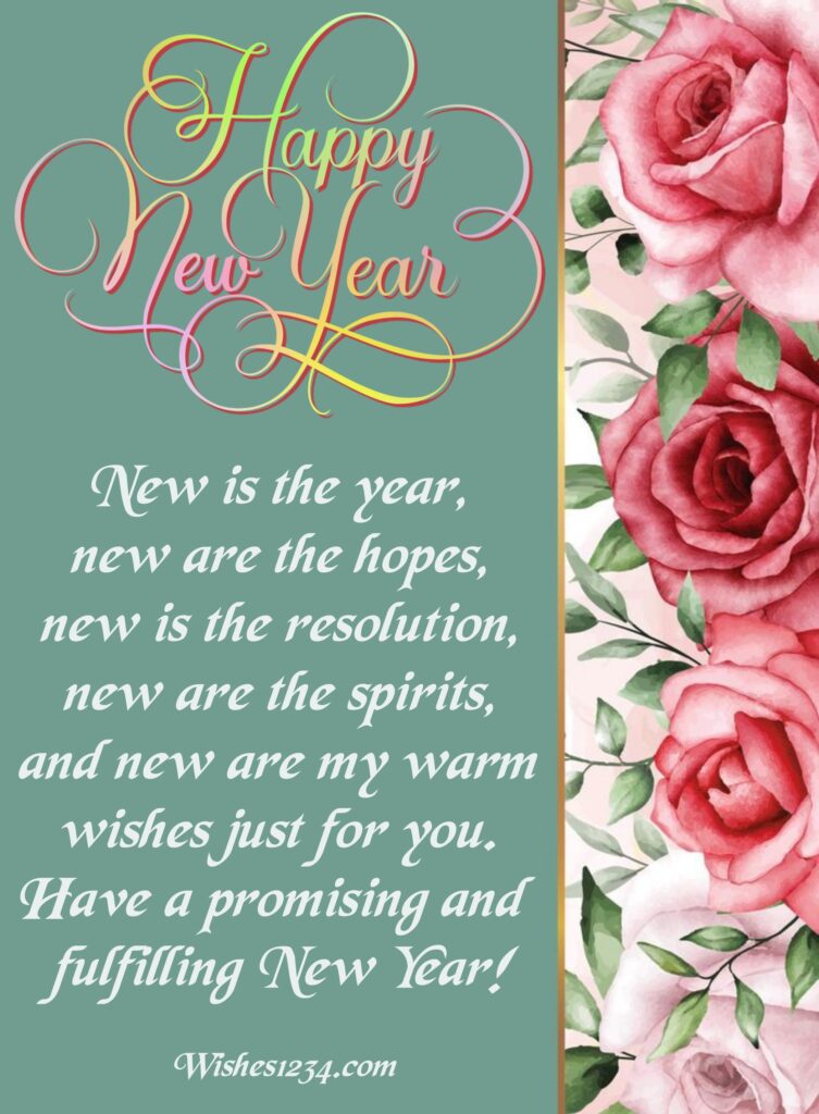 New year wishes with Pink roses wallpaper, Inspirational Quotes for New Year.