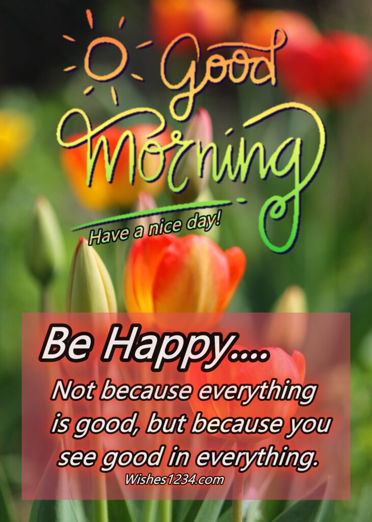 Good morning texts with Orange tulip flowers image.