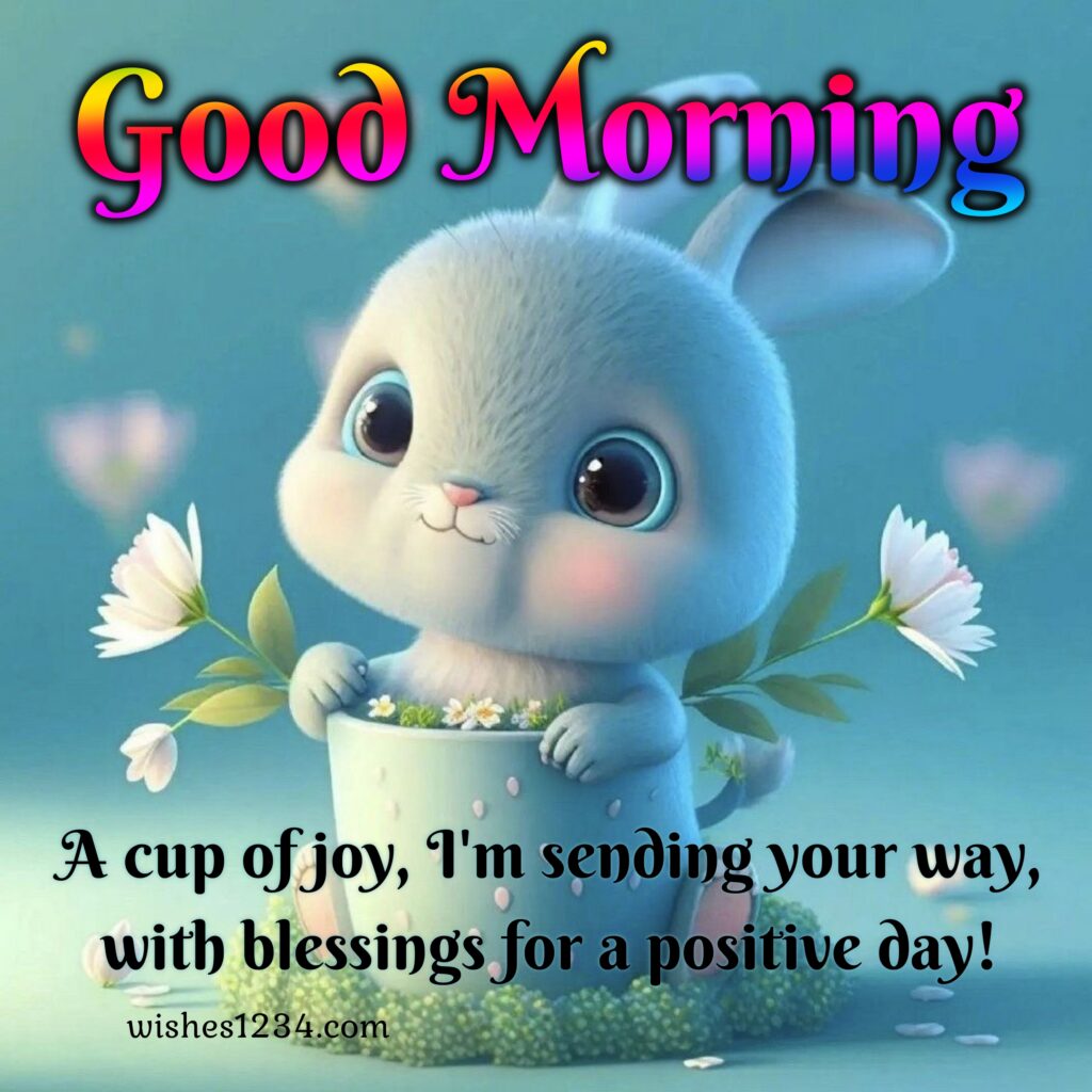 Morning quote with cute little bunny.
