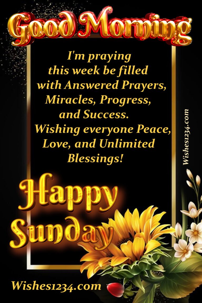 Sunday quotes with Golden frame with flowers on black background.