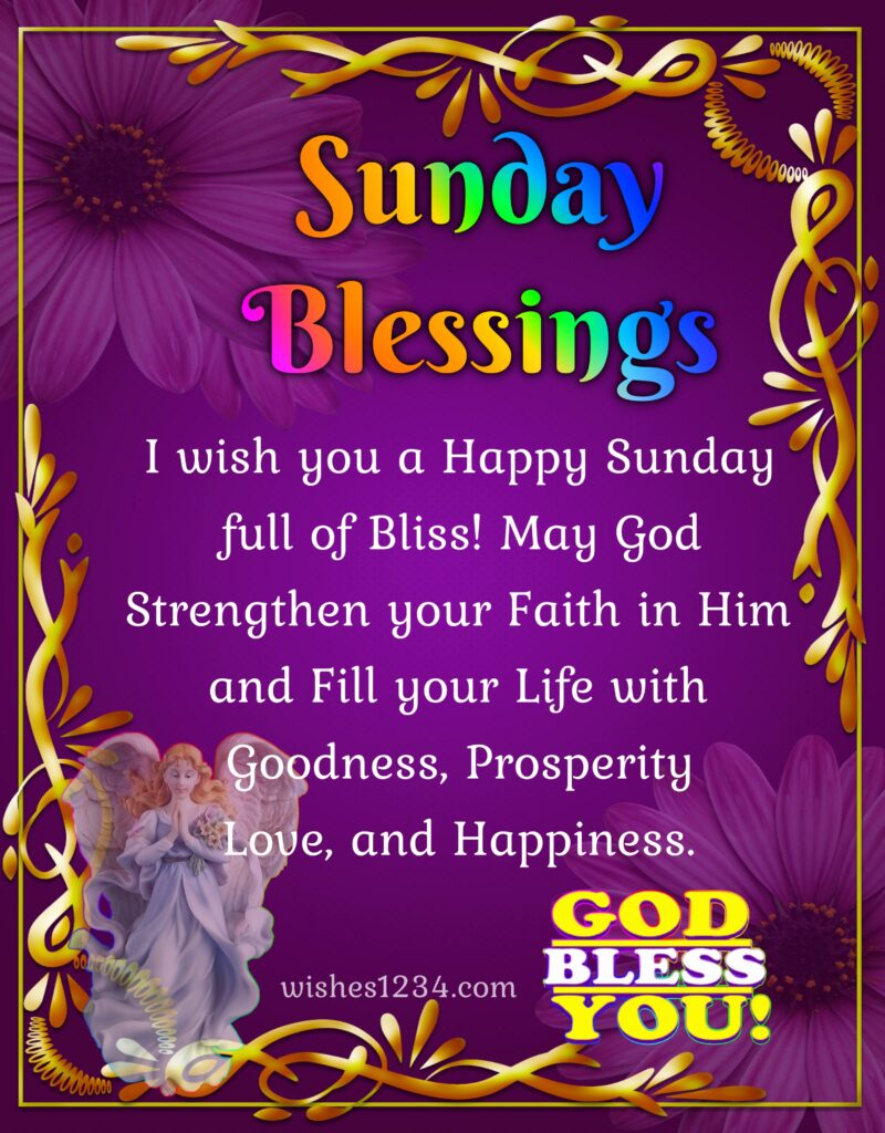 Sunday blessings with purple dahlia flowers background.