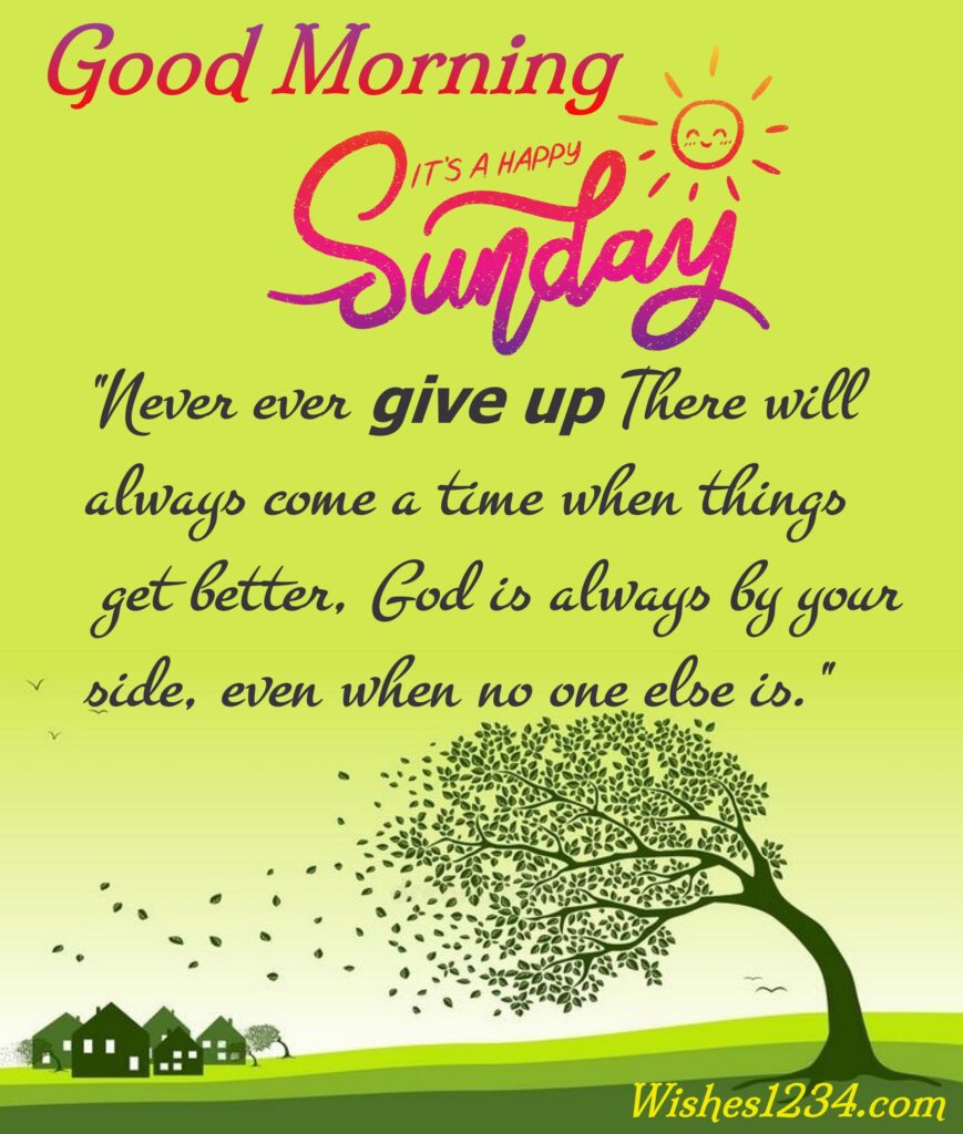 Sunday Quotes for Status with Tree and houses wallpaper.
