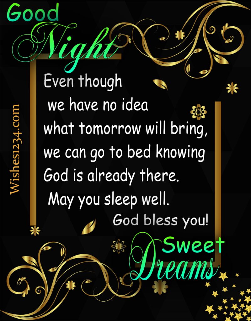 Golden frame with black wallpaper, Good Night| Good night Blessings