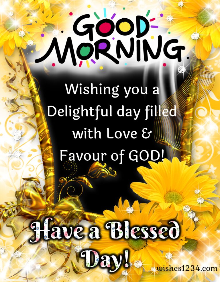 Good morning wishes with beautiful yellow frame.