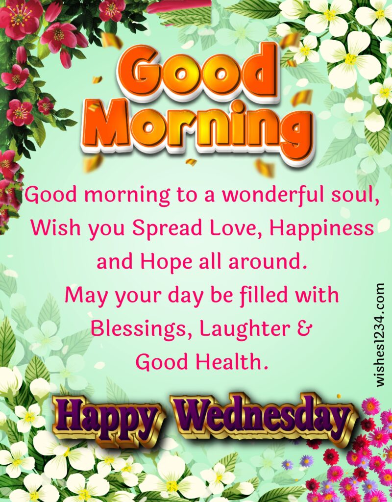 Wednesday greetings with beautiful flower background.