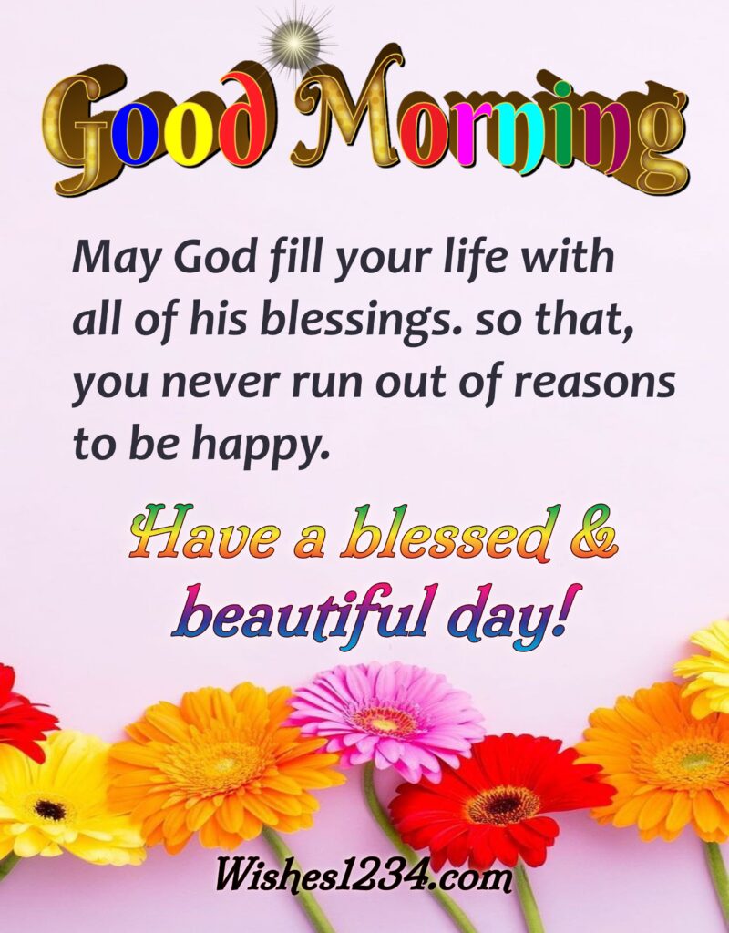 Good morning blessing with colorful flowers wallpaper.