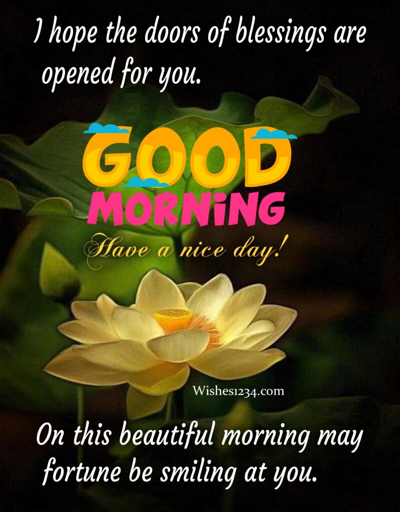 Good Morning wishes with beautiful yellow flower background.