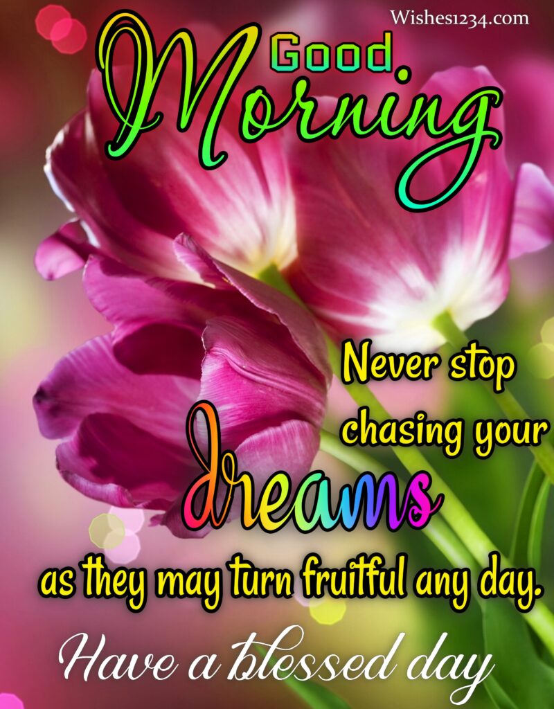 Best Good morning quote with Tulip flowers wallpaper.