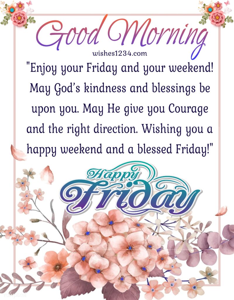 Good morning Friday Blessings Images and Quotes with Pink flower wallpaper.