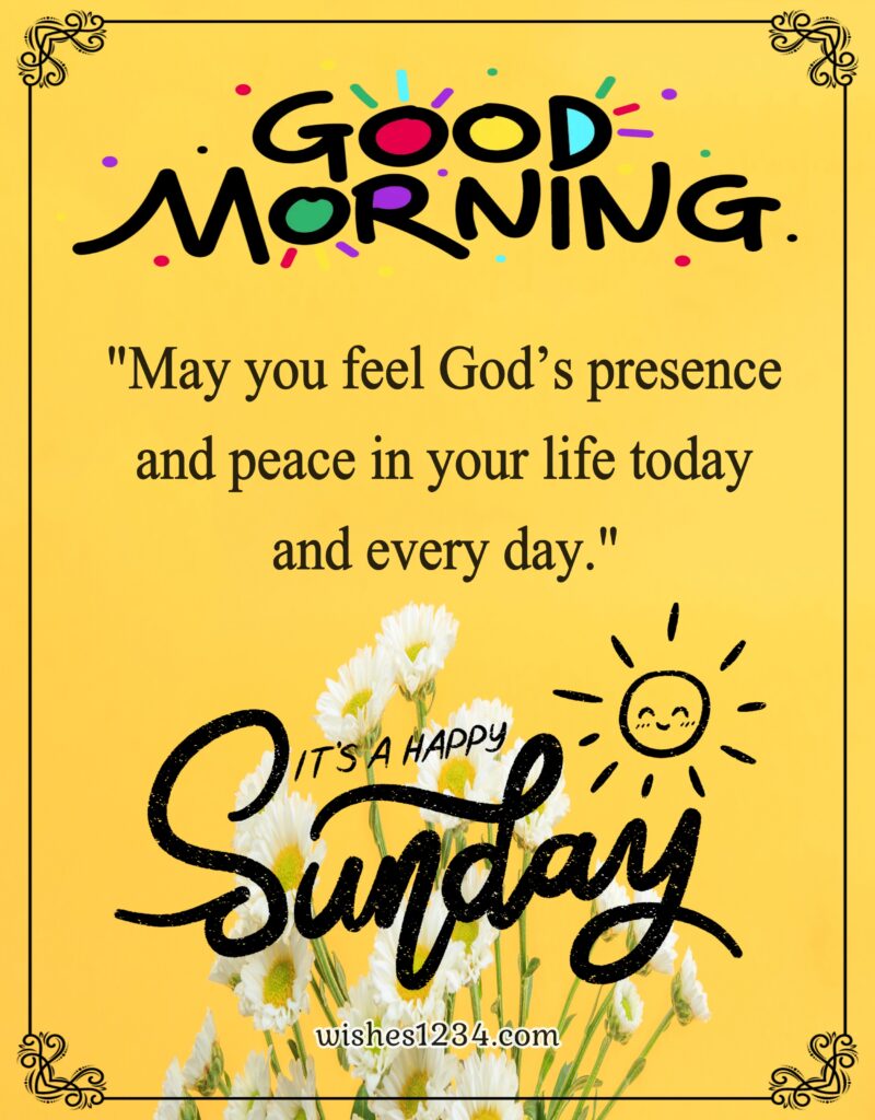 Sunday Quotes and Blessings, Daisy flowers on yellow wallpaper.