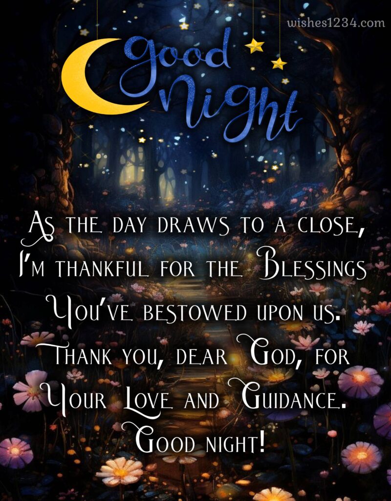 Good night Prayer with fantasy background.