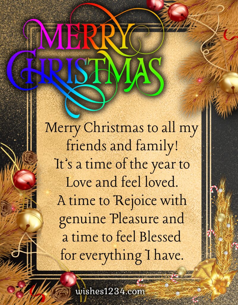 Christmas greetings with golden background.