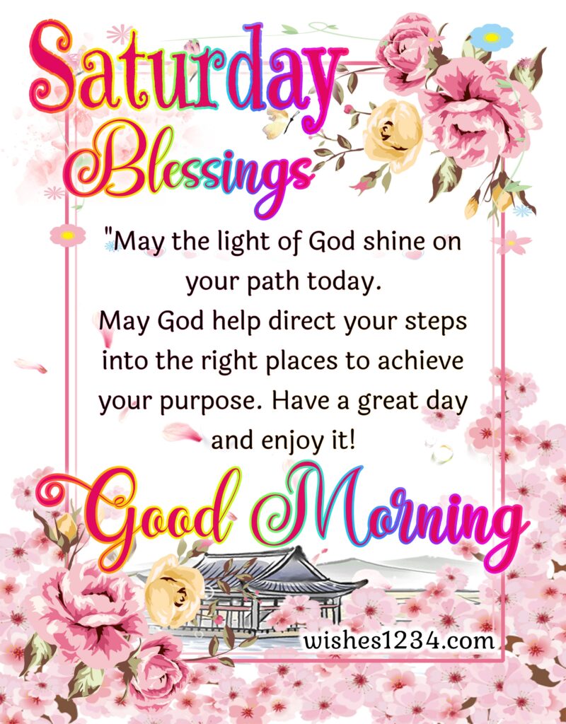 Saturday blessings image with flower frame.