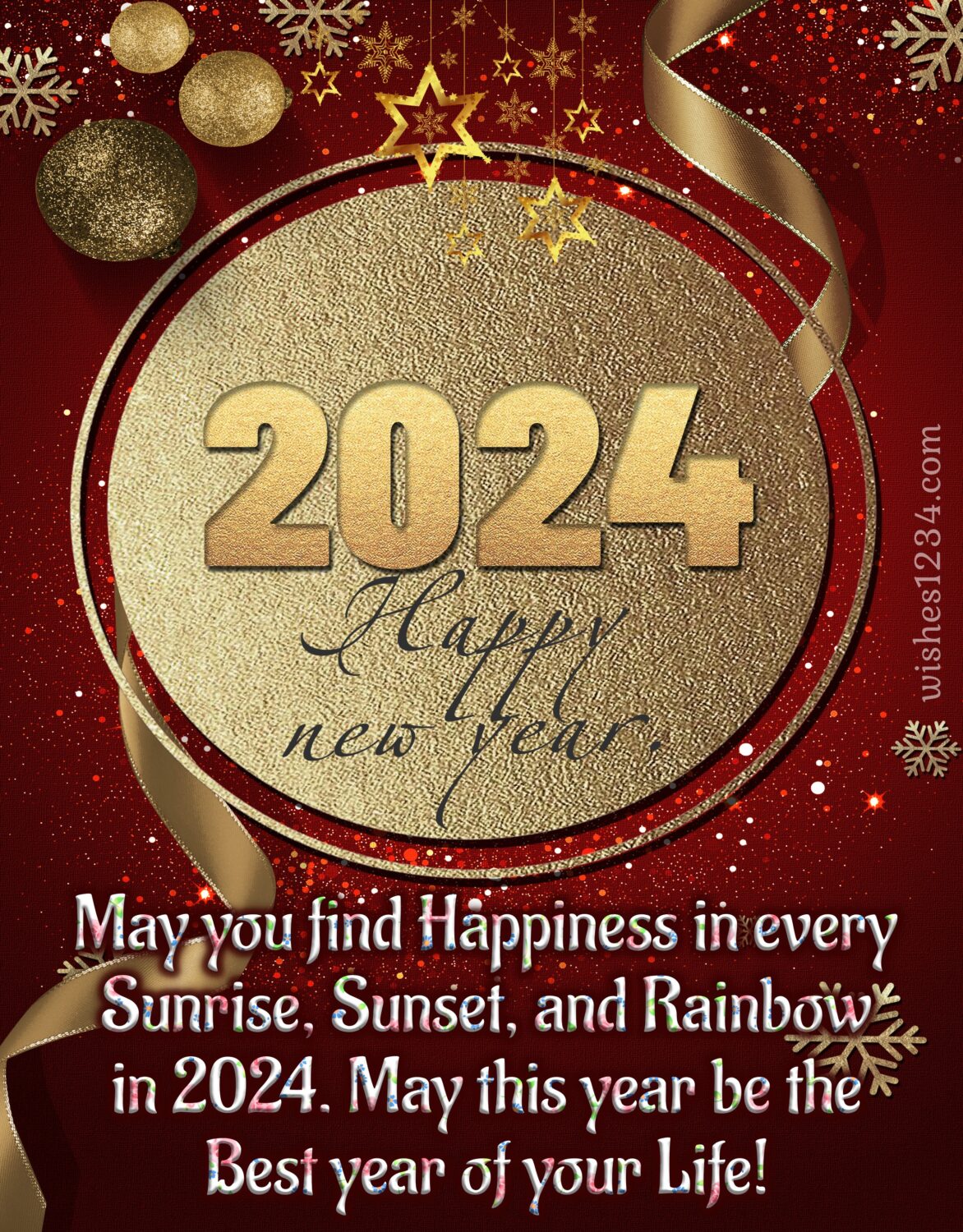Happy New Year 2024 Message With Beautiful Red Background Scaled 