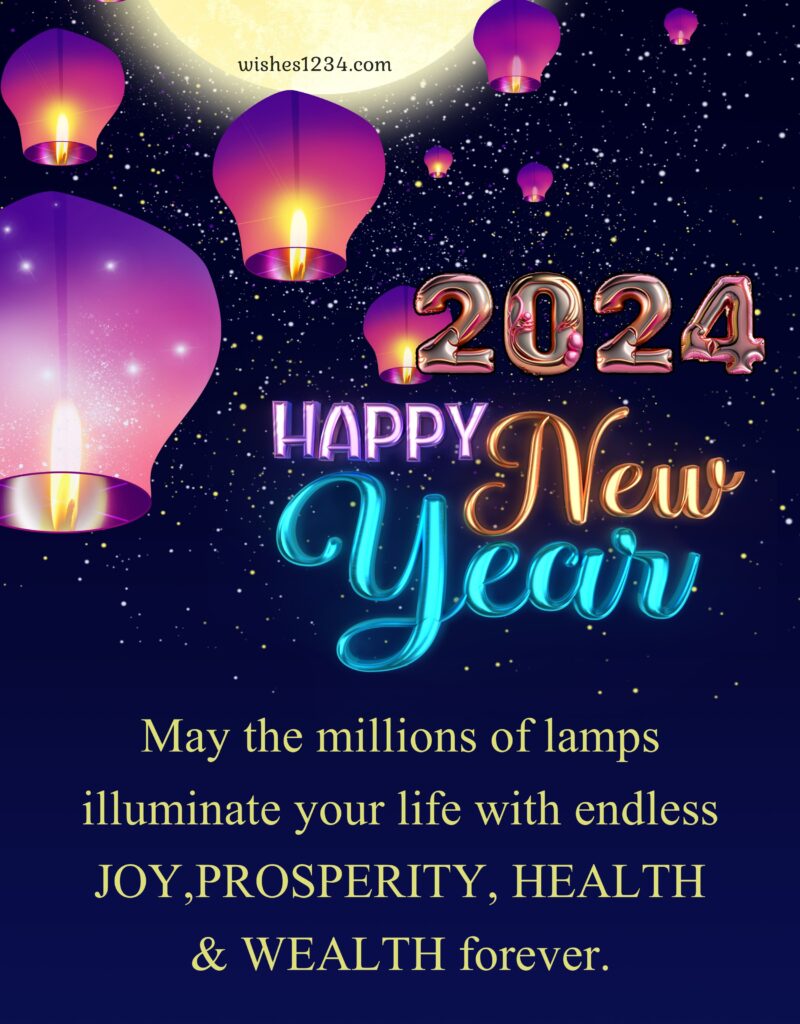 Happy new year wallpaper with lamps.