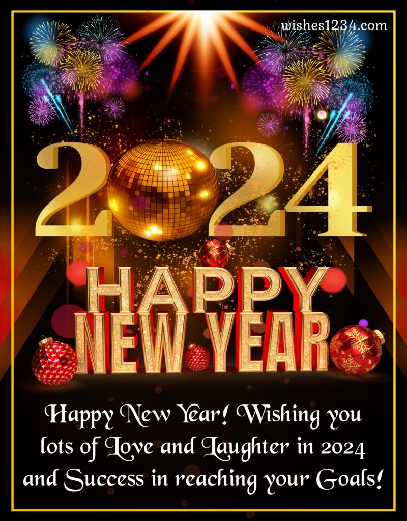 Happy new year wishes with firework background.