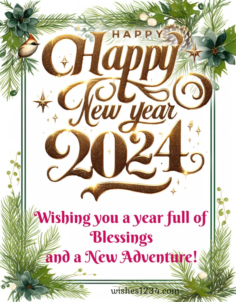 New year 2024 image with christmas border.