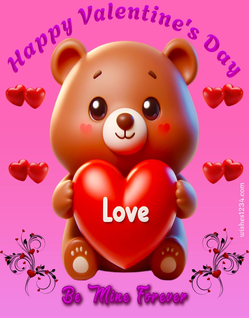Happy Valentines day with teddy bear.