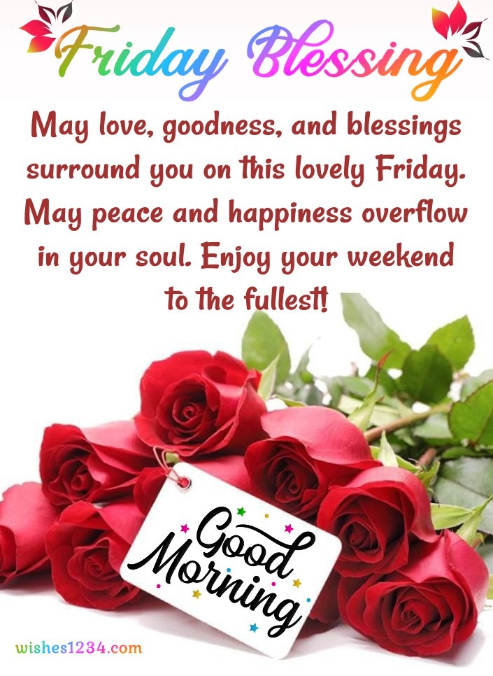 Red roses with friday blessing image.