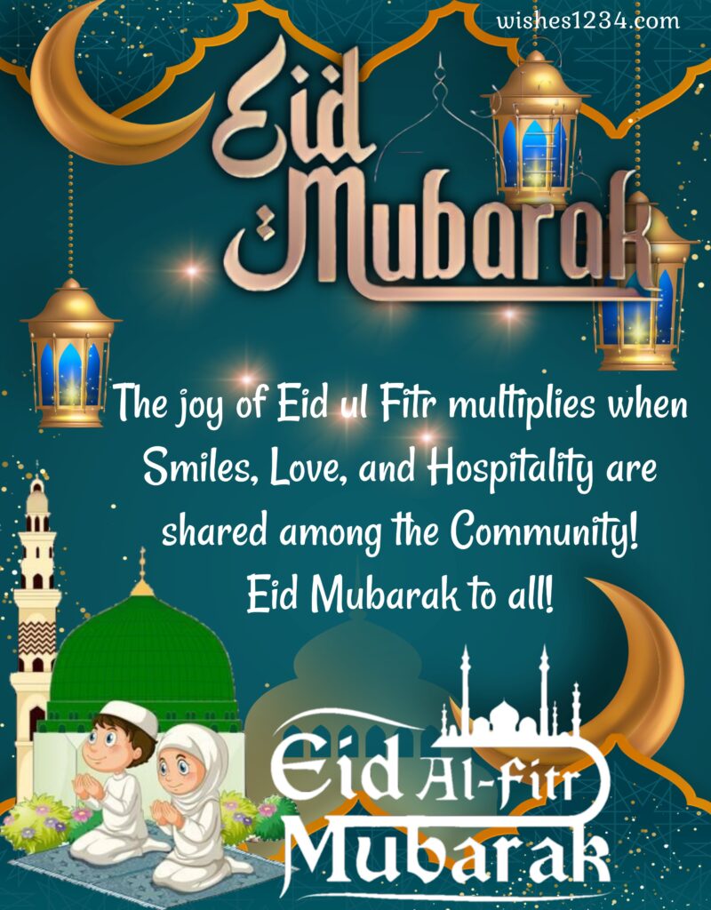 Eid Mubarak greetings with beautiful image.