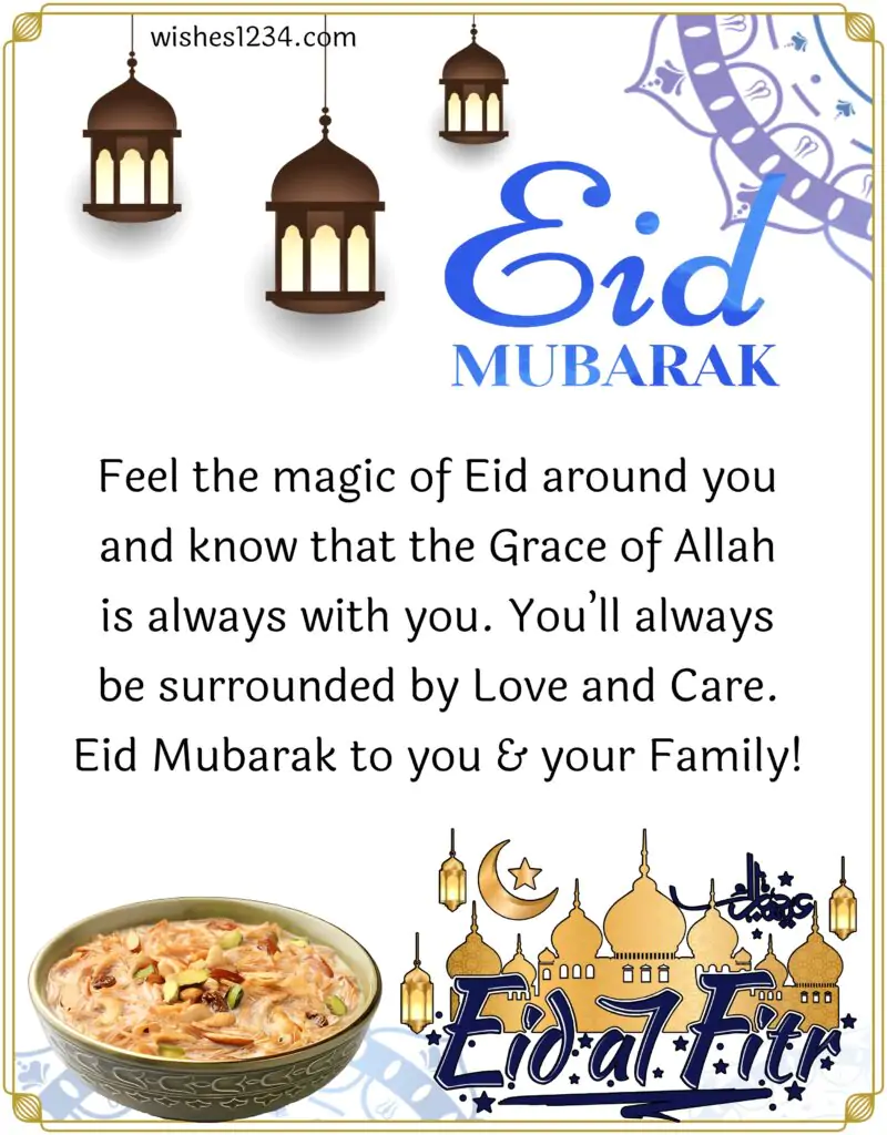 Sheer Khurma with Eid Mubarak greetings.