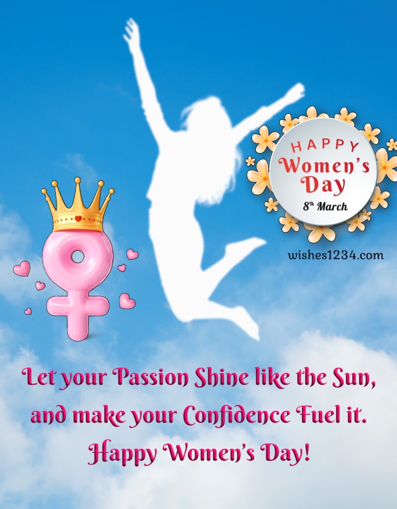 Women's Day image with jumping figure.
