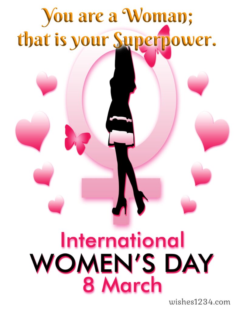 Womens day image with woman silhouette.