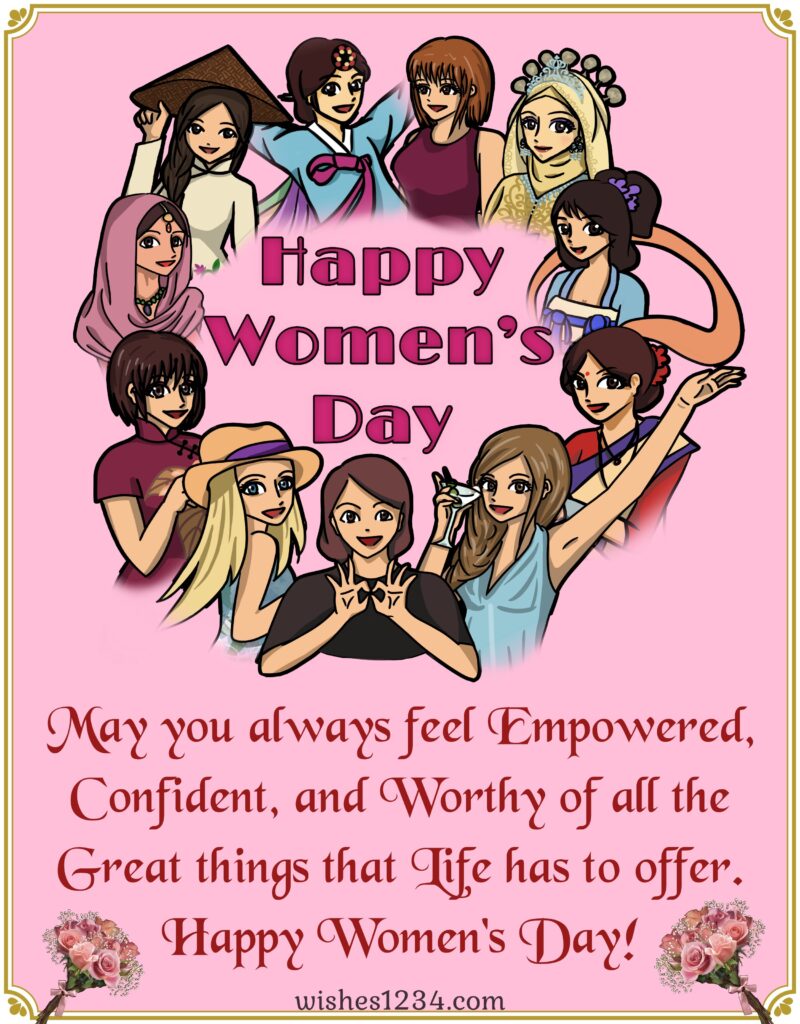 Womens day wishes with group of women image.