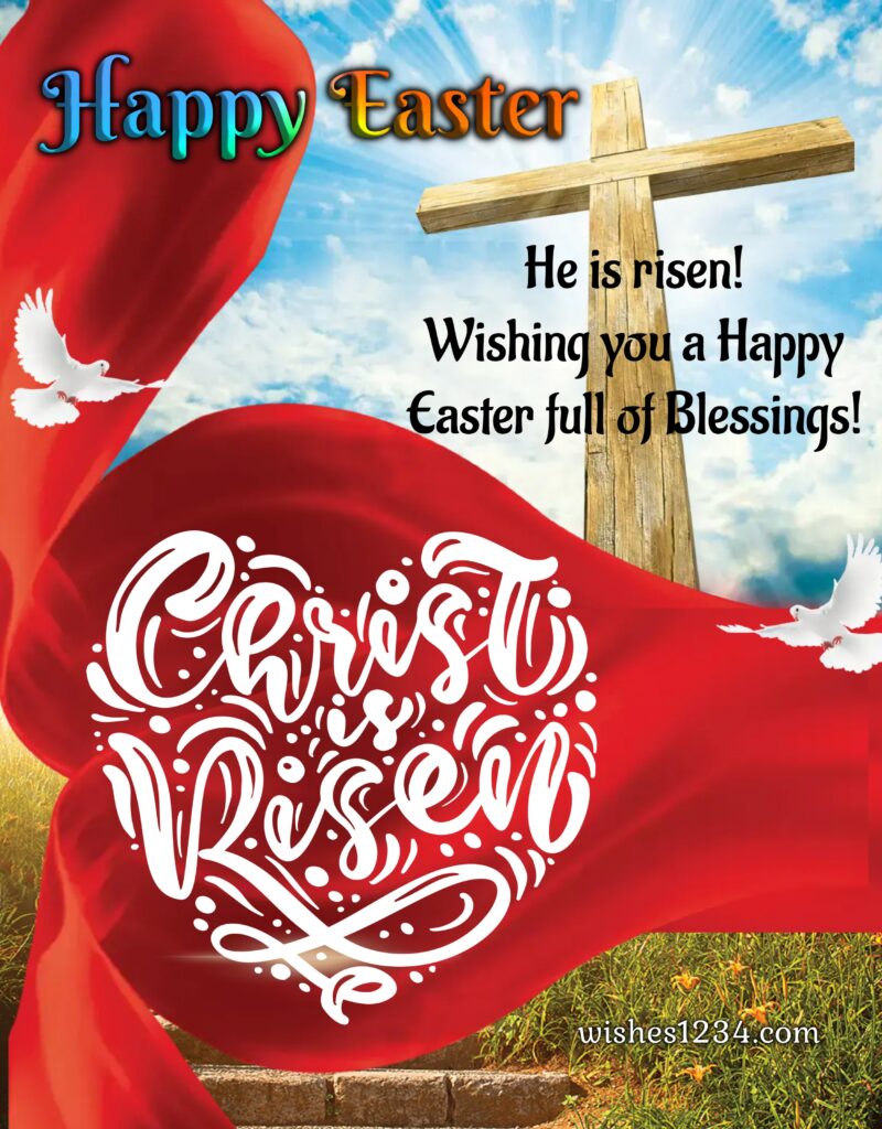 Easter Blessings with He is risen message.