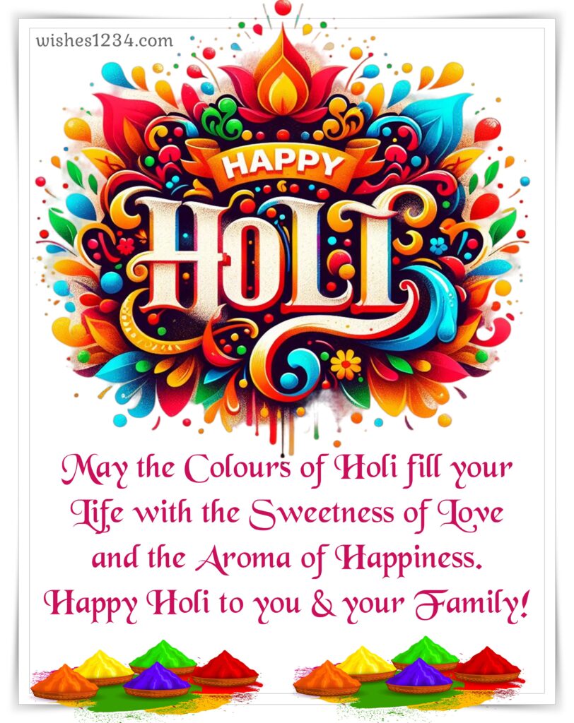 Happy Holi quote with beautiful image.
