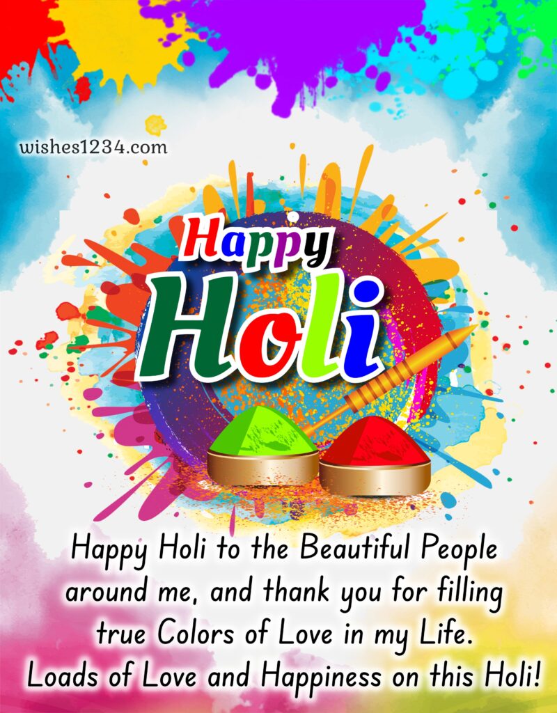 Happy Holi quotes with colorful image.