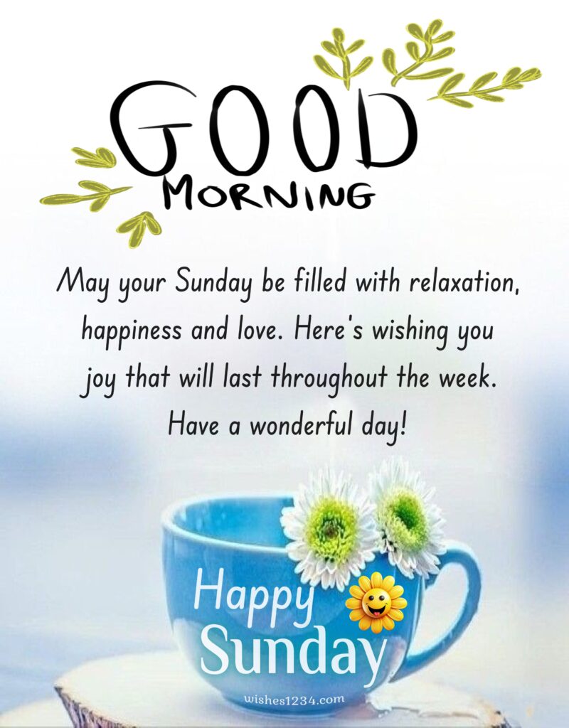 Happy sunday image with blue cup.