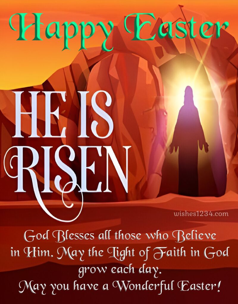 He is Risen Easter image with beautiful quote.