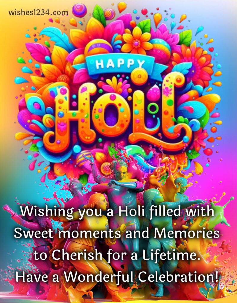 Holi celebration image with quote.