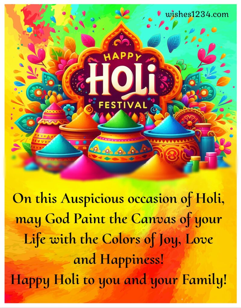 Holi wish with colorful background.