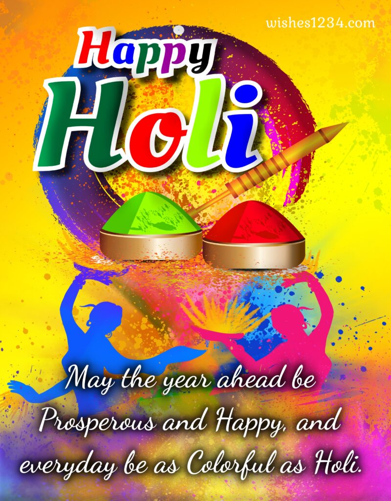 Holi with colorful dancing background.