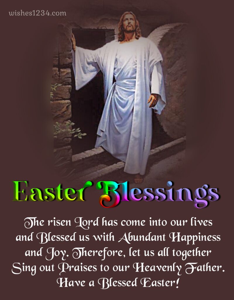 Jesus Resurrection image with Easter blessings.