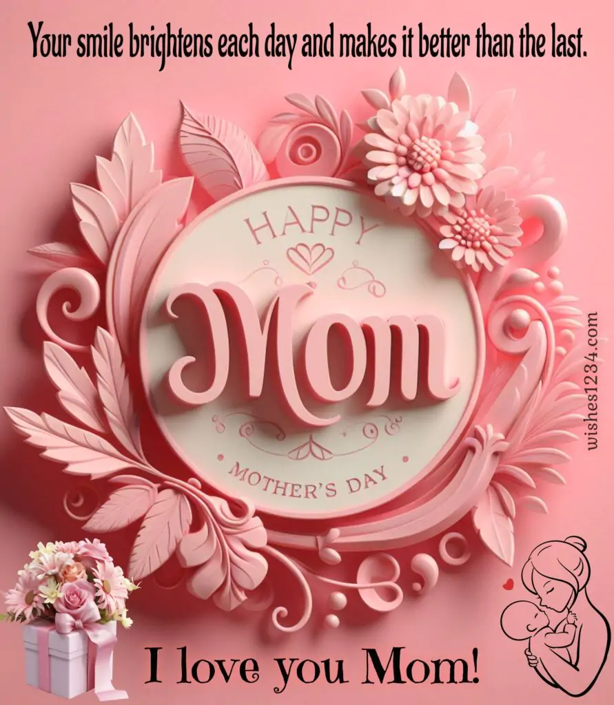 Mothers day message on pink image.