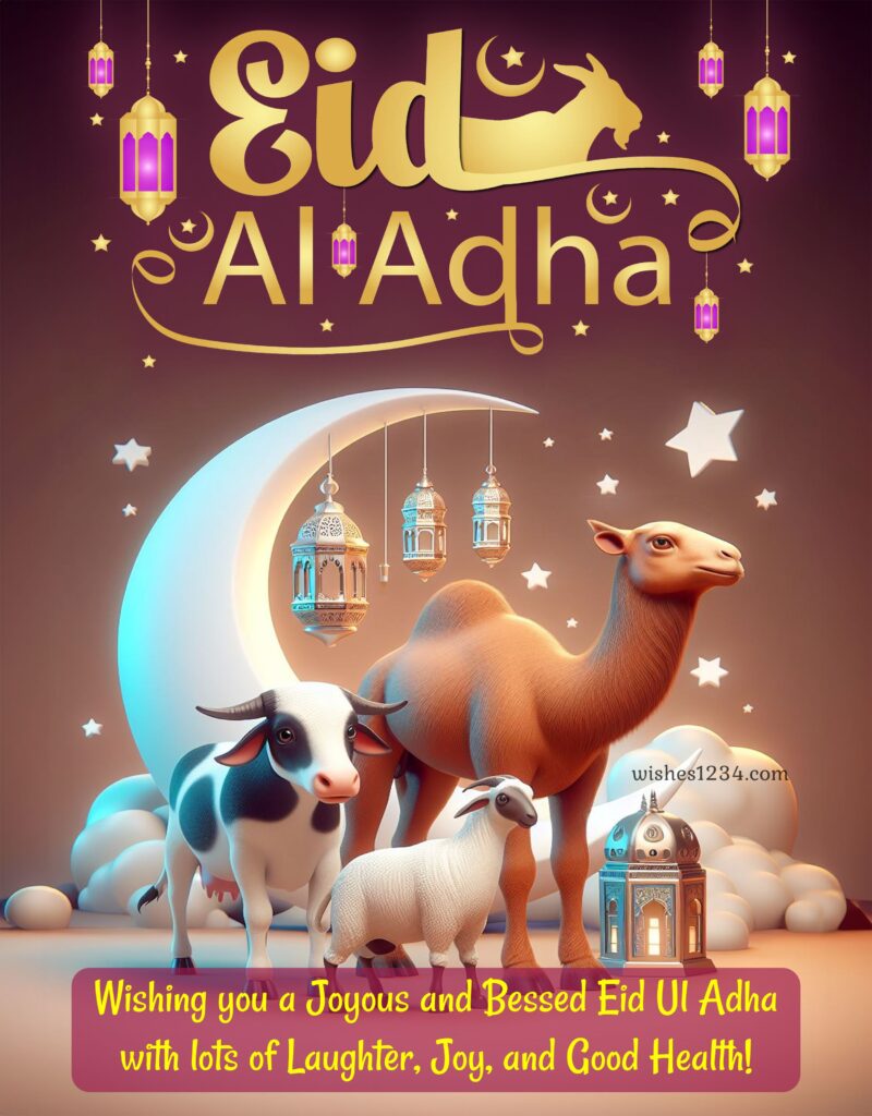 Eid al Adha mubarak image with quote.