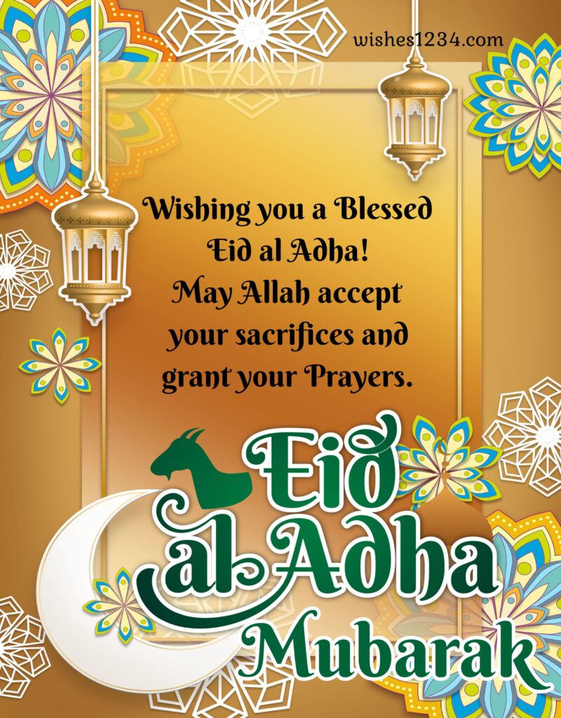 Eid al Adha mubarak quote with beautiful design.