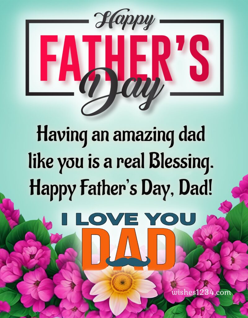 Happy Father's Day Message with flowers background.