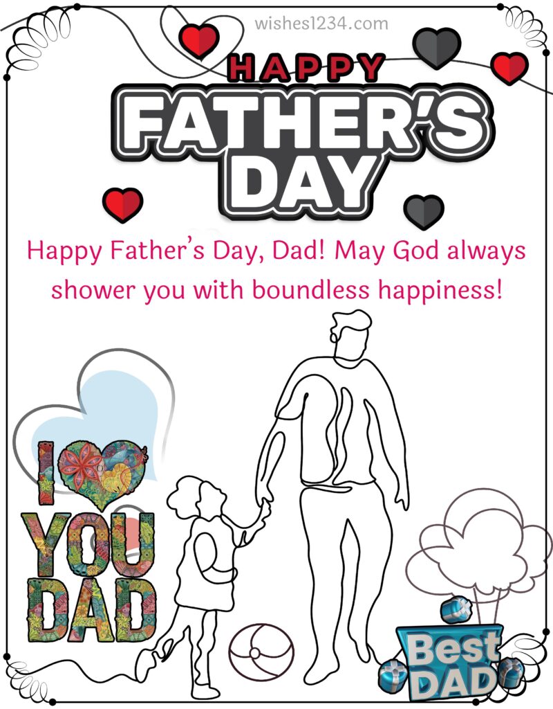 Happy father's day image with pencil art.