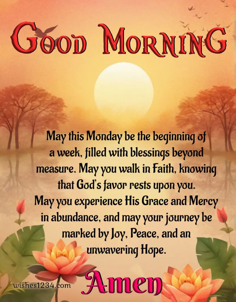 Monday Blessings image with beautiful prayer.