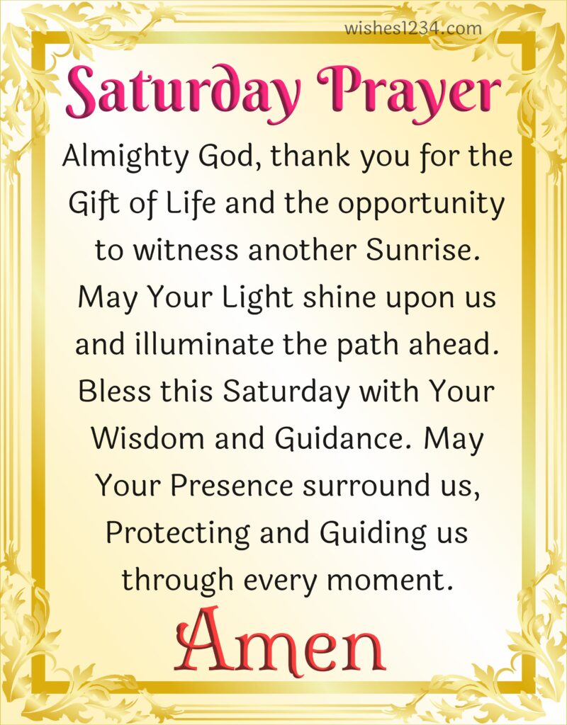 Saturday Prayer with beautiful image.